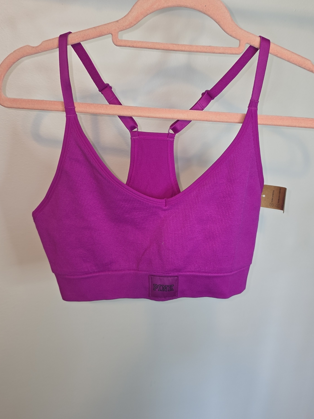 PINK Victoria's Secret Seamless Ribbed Racerback Bralette - Fuchsia